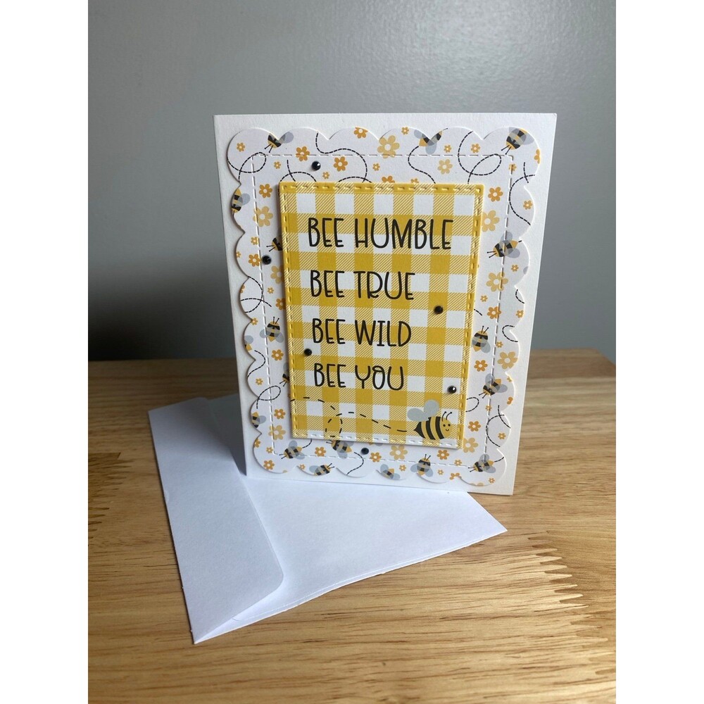 Bee Greeting Card – Handmade A2 Card – All Occasion Blank Card
